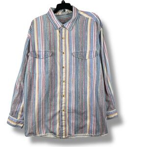Vintage 90s Impact Shirt Mens 3XL Striped Longsleeve Button Down Shirt
